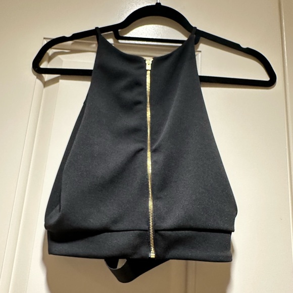 Express Size Small Black Cut-Out Crop Top (Like New!) - Picture 2 of 3